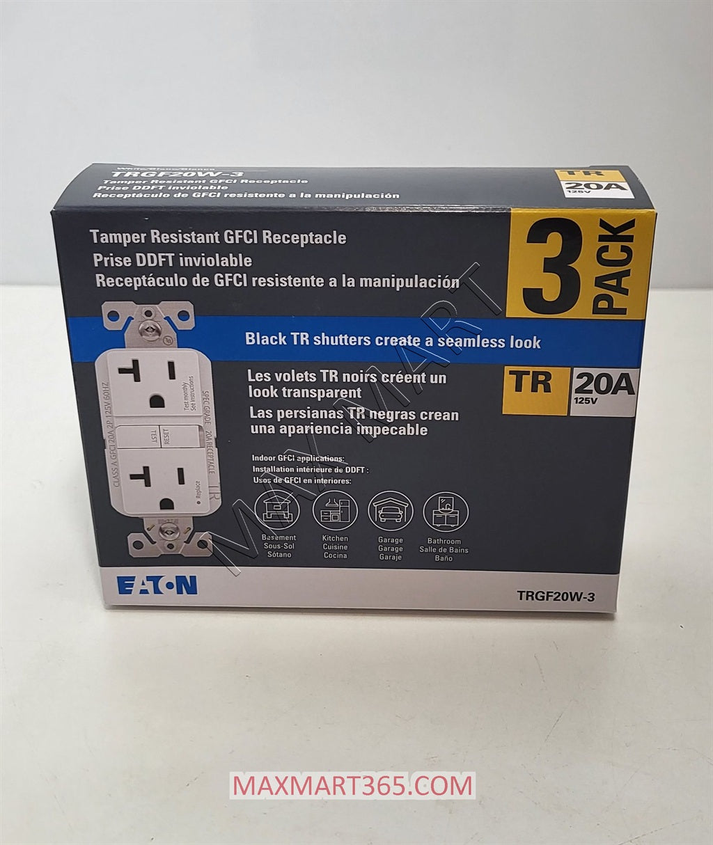 Eaton ETN 20Amp 125V Slim GFCI Tamper-Resistant TR Receptacle Outlet Plug
