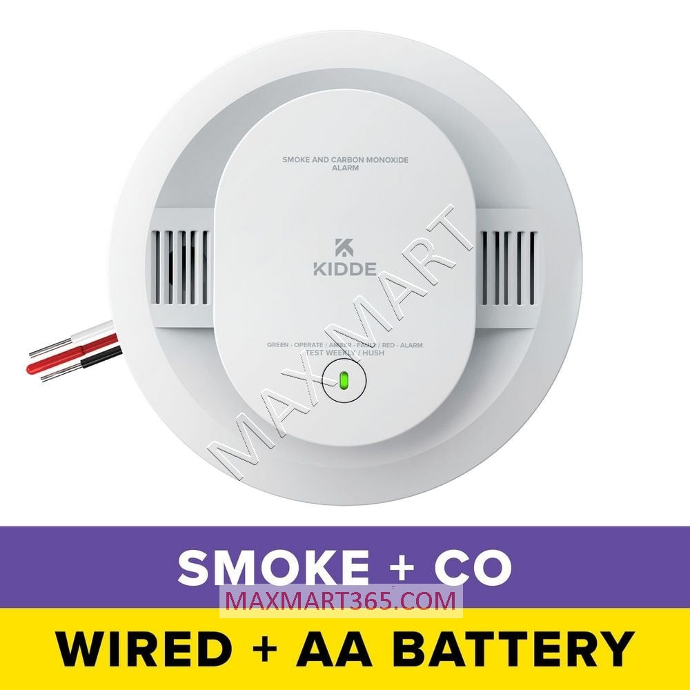 KIDDE 2-in-1 2in1 Hardwired Interconnected Smoke and Carbon Monoxide(CO) Alarm, AA Battery Backup