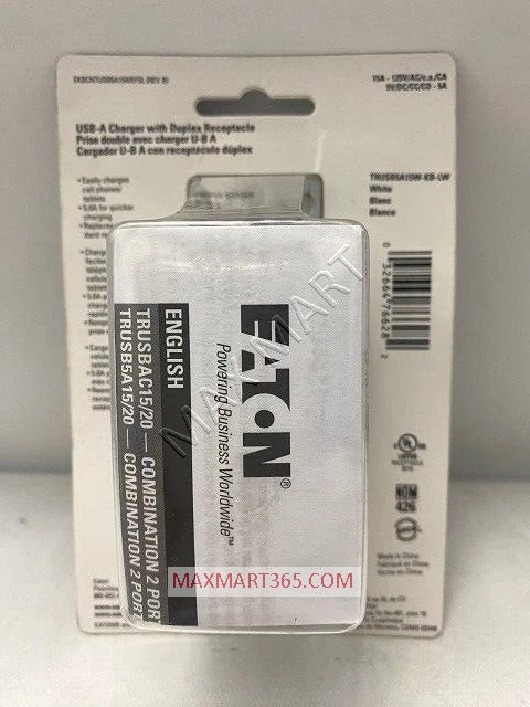 EATON ETN 15Amp Tamper-Resistant TR USBA Receptacle Outlet Plug TRUSBA15