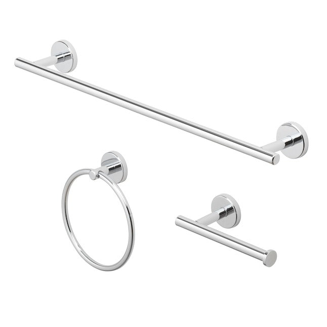 24-Inch 3-Pieces Round Towel Rack Kit Set for Bathroom, Towel Bar, Toilet Paper Holder, and Towel Ring