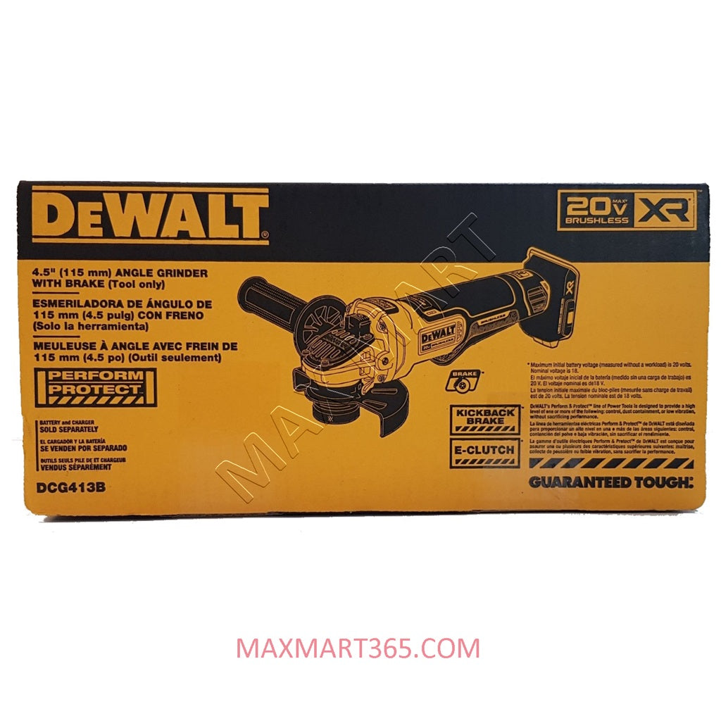 DEWALT DCG413B 20V XR Cordless Brushless Angle Grinder with Kickback Brake