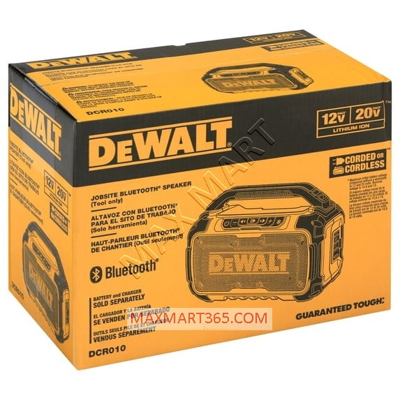 DEWALT DCR010B 12V/20V MAX Cordless/Corded Worksite Bluetooth Speaker (Tool Only)