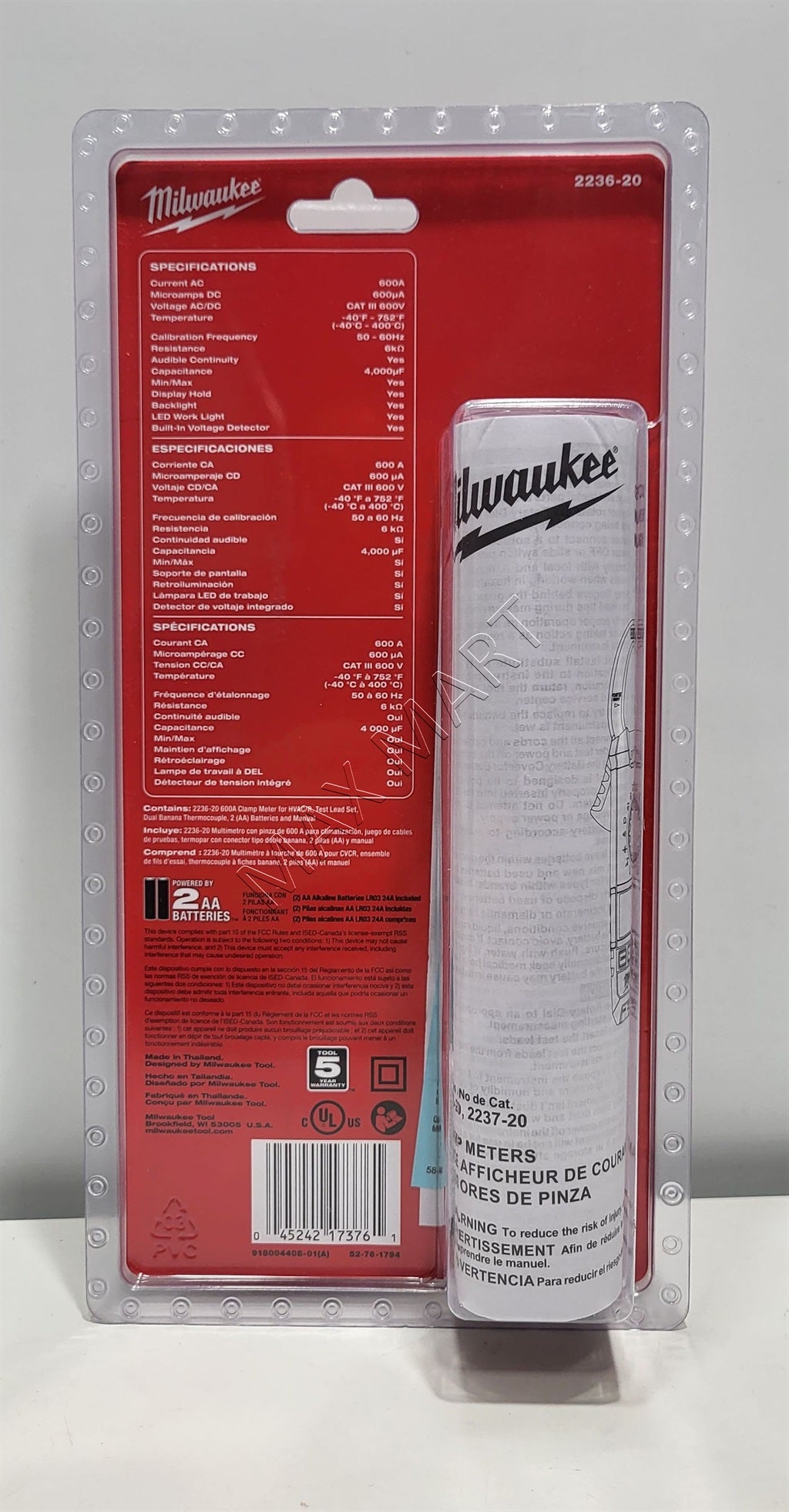 Milwaukee 2236-20 600 Amp 600A 600V AC/DC Digital Clamp Meter for HVAC and Refridgeration