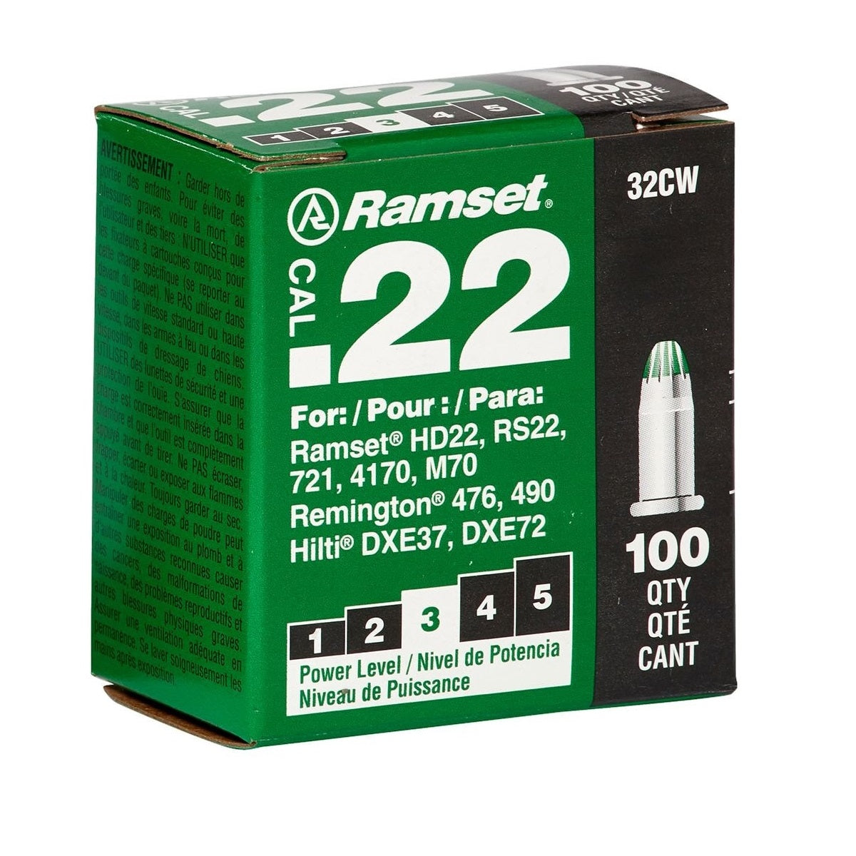 Ramset .22 Caliber Single Shot Powder Actuated Load (100-Pack) - Green
