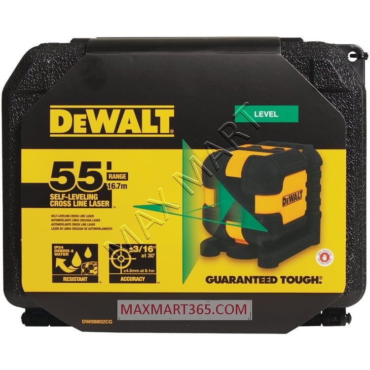 DEWALT DW08802CG 55ft Green Self-Leveling Cross Line Laser Level