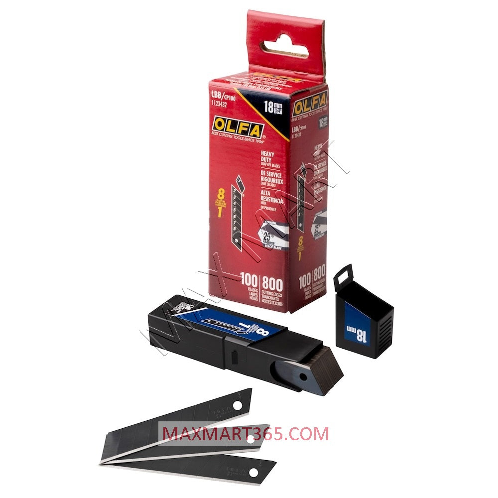 Olfa 18mm Snap-Off Ultra-Sharp Black Blades - 100 pack