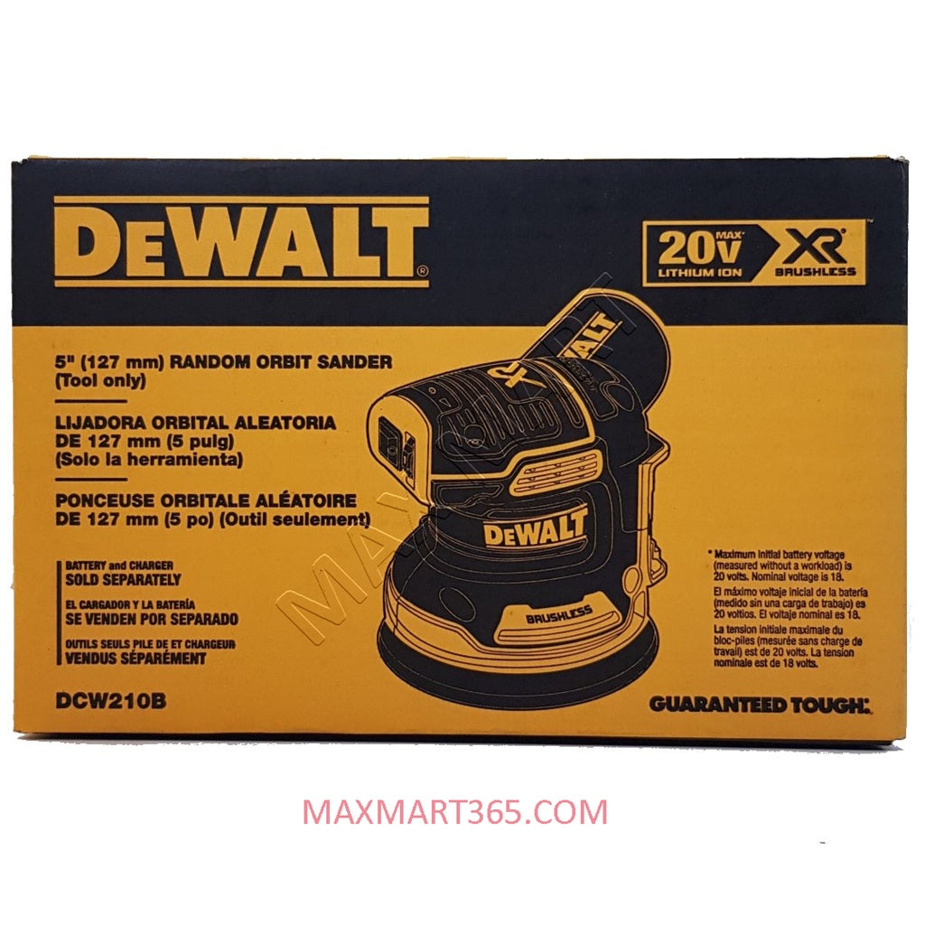 DEWALT DCW210B 20V XR Cordless Brushless 5-inch Variable-Speed Random Orbital Sander (Tool Only)