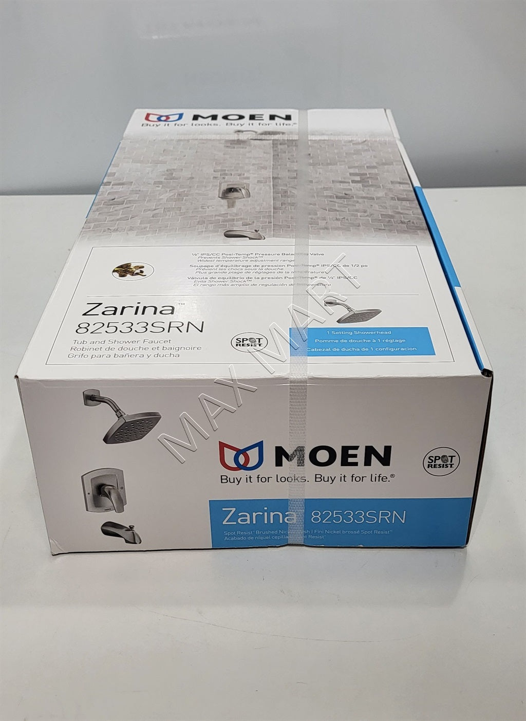 MOEN Zarina 82533SRN Single Handle Square Bathtub Shower Faucet (Valve Included) - Brushed Nickel