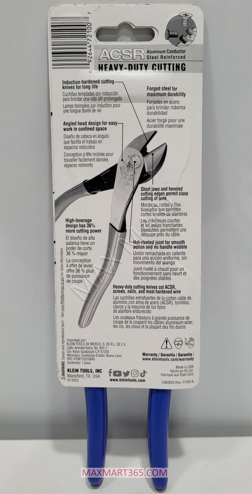 Klein Tools D200048SEN 8-inch High Leverage Diagonal Cutting Pliers - Angled Head