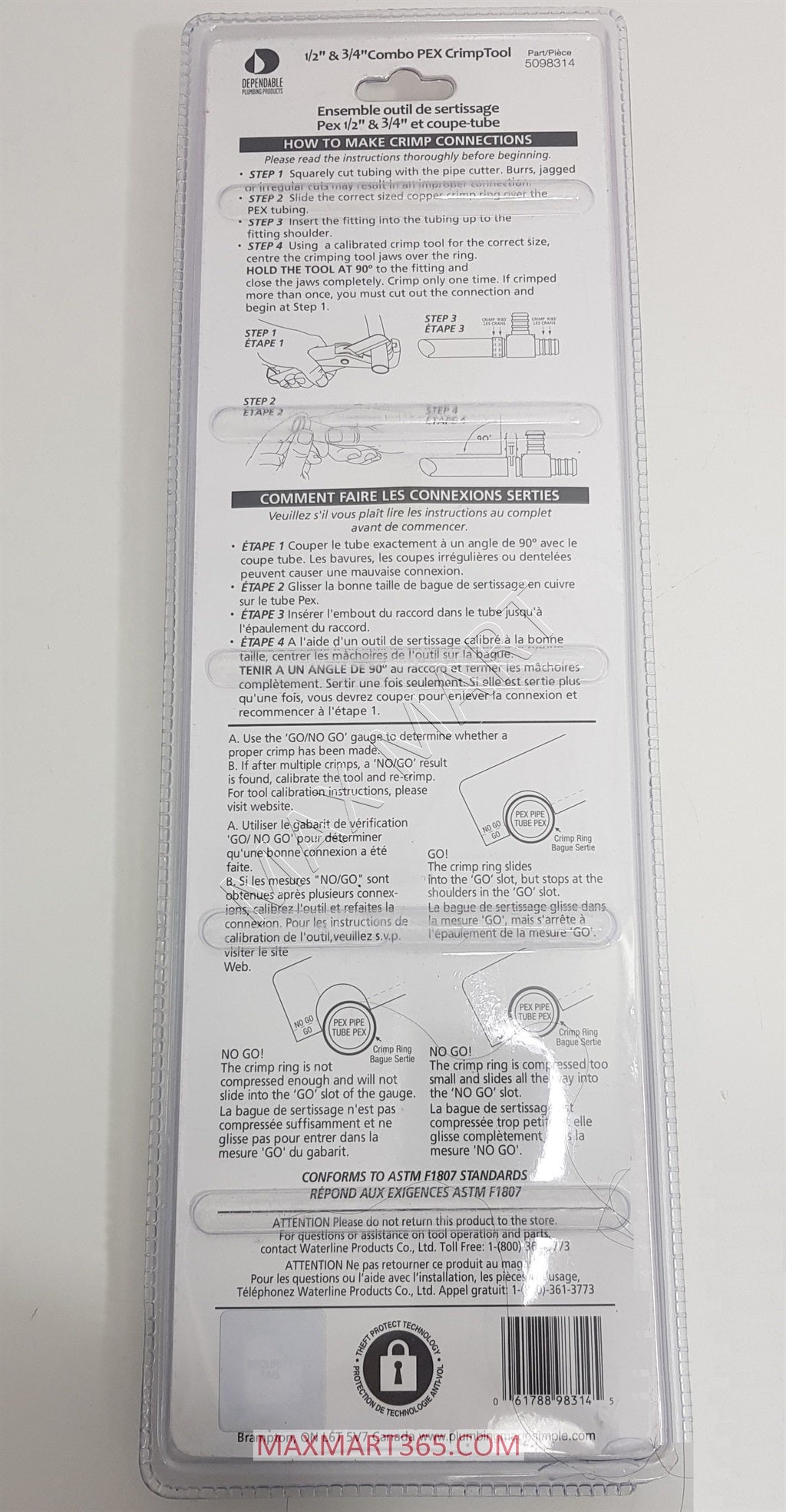 Dependable Plumbing 1/2-inch & 3/4-inch PEX Crimp Tool and Pipe Cutter Combo 5098314