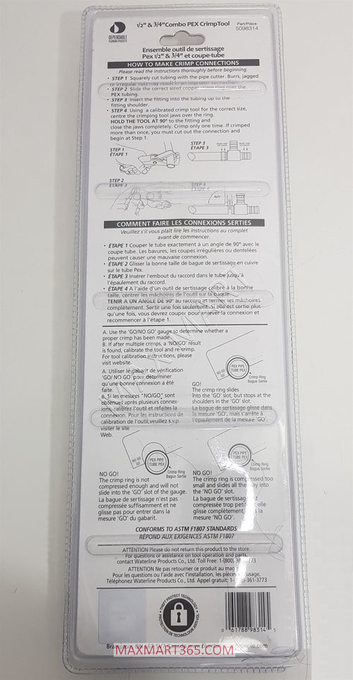 Dependable Plumbing 1/2-inch & 3/4-inch PEX Crimp Tool and Pipe Cutter Combo 5098314