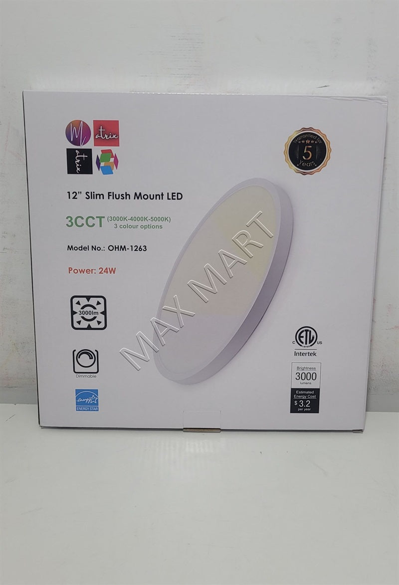 15-inch 30W 3CCT LED Dimmable Flush Mount Ceiling Light Lamp for Bedroom, Bathroom, Laundry etc