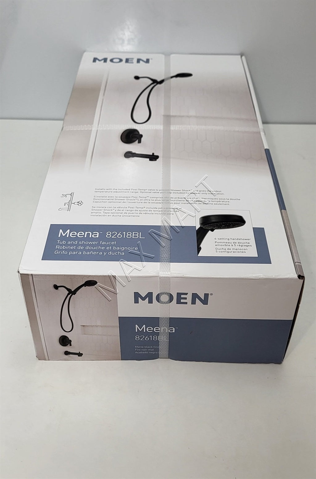 MOEN Meena 82618BL Modern Bathtub Shower Faucet with Handshower (Valve Included) - Matte Black