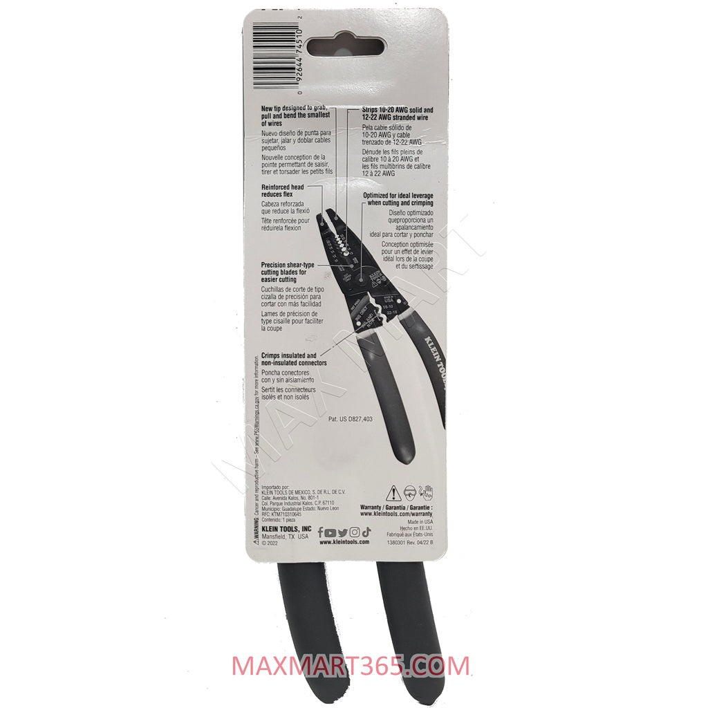 Klein Tools Klein-Kurve 长鼻剥线钳、电线剪钳、压接工具 1009SEN