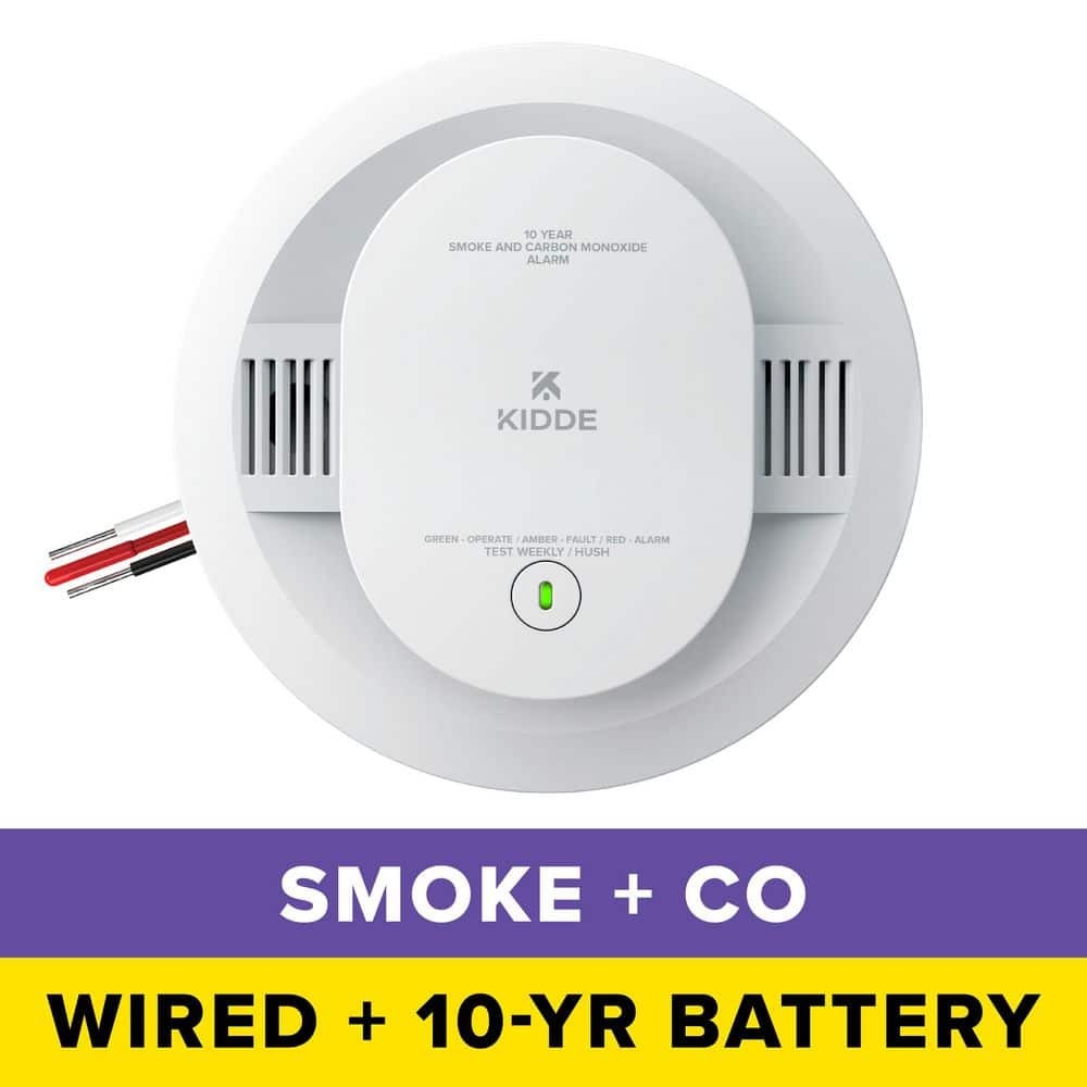 KIDDE 2-in-1 2in1 Hardwired Combination Smoke & Carbon Alarm w/ Voice Alert and 10-Year Backup Battery