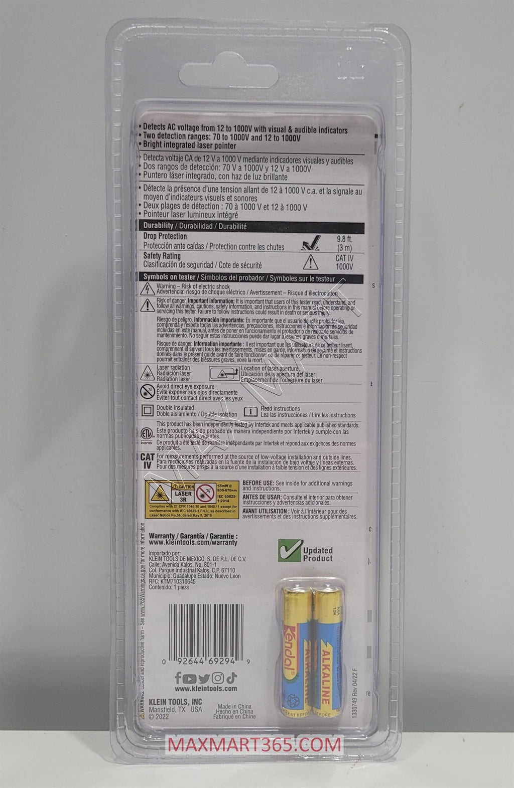 Klein Tools NCVT-5A Non-Contact Voltage Tester Pen, Dual Range, with Laser Pointer