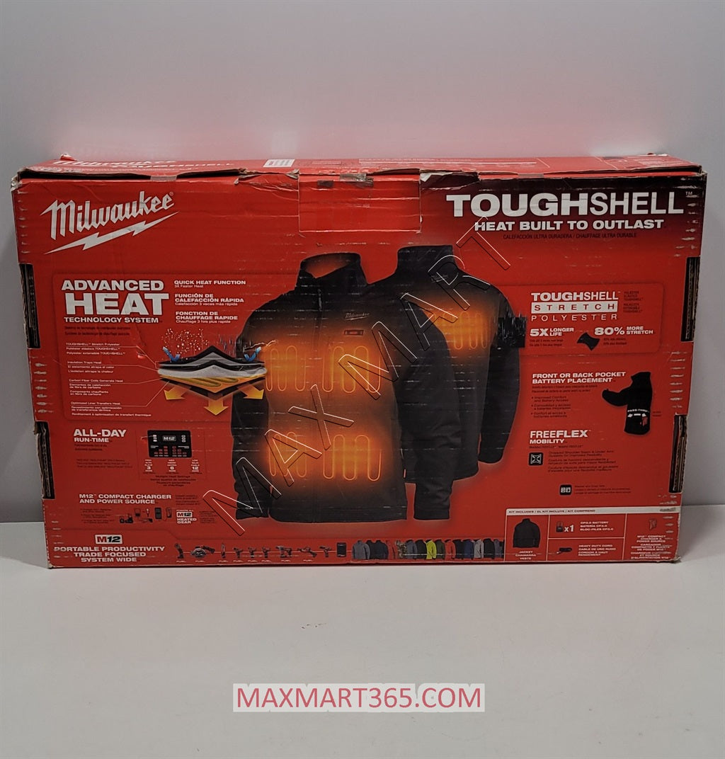 Milwaukee M12 TOUGHSHELL Black Heated Jacket Kit 204B-212X - Size 2X $160-$220