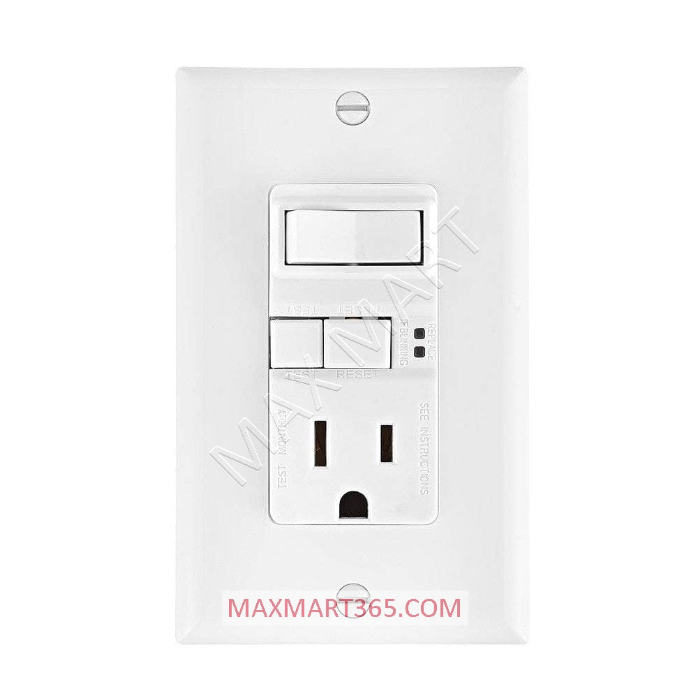 EATON ETN 15Amp GFCI Tamper-Resistant TR Receptacle Outlet Plug w/ Switch TRSGFS15