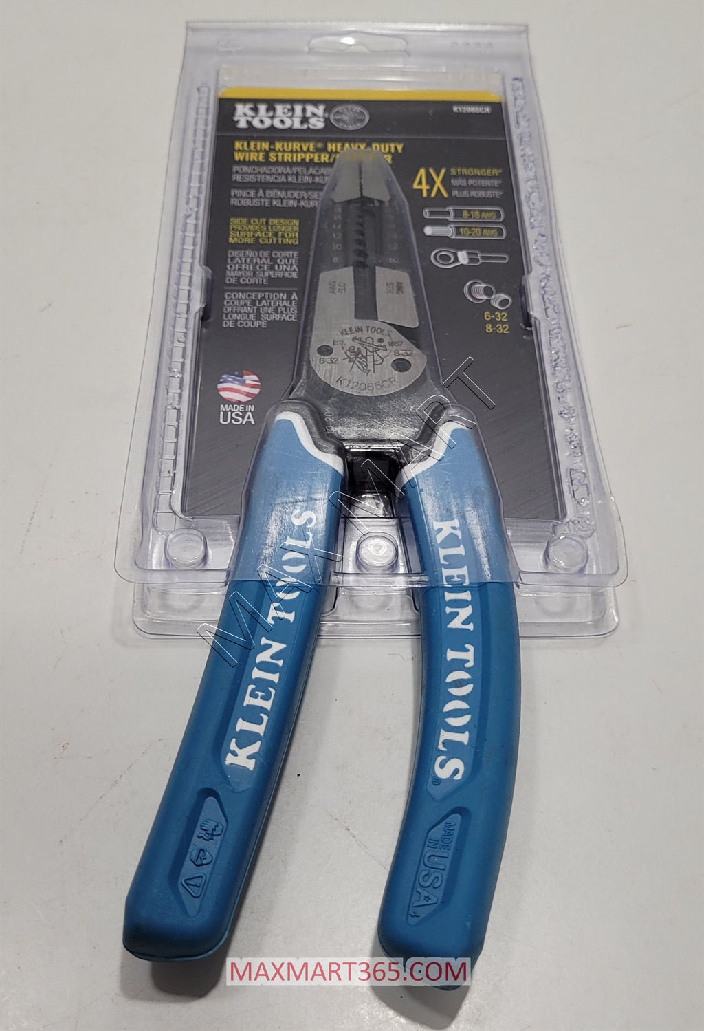 Klein Tools K12065CR Heavy-Duty Wire Stripper Cutter Crimper Tool for Cutting, Stripping, Crimping, Twisting 8-20 AWG (8-18 AWG Solid, 10-20 AWG Stranded)