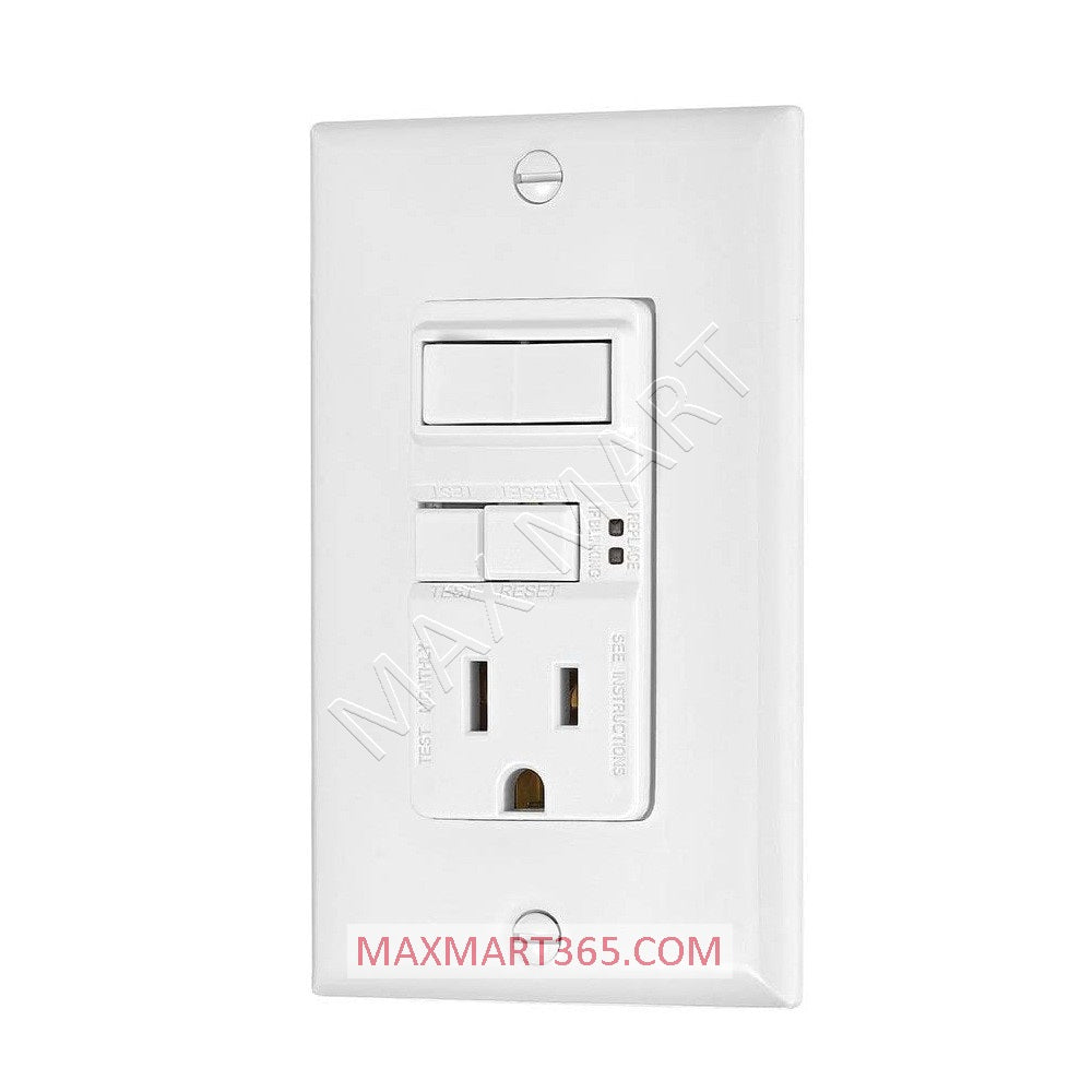 EATON ETN 15Amp GFCI Tamper-Resistant TR Receptacle Outlet Plug w/ Switch TRSGFS15