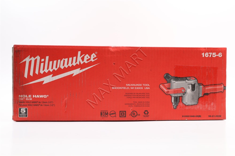 Milwaukee 1675-6 Hole Hawg 7.5-Amp 1/2-Inch Joist and Stud Drill Heavy-Duty Corded Drill