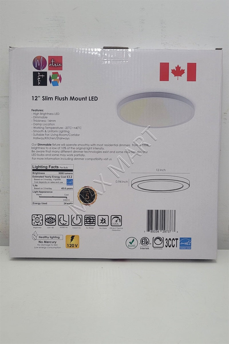 15-inch 30W 3CCT LED Dimmable Flush Mount Ceiling Light Lamp for Bedroom, Bathroom, Laundry etc