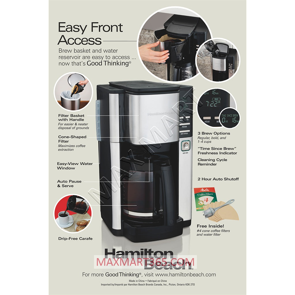 Hamilton Beach 12-Cup Programmable Coffee Maker - Black & Stainless
