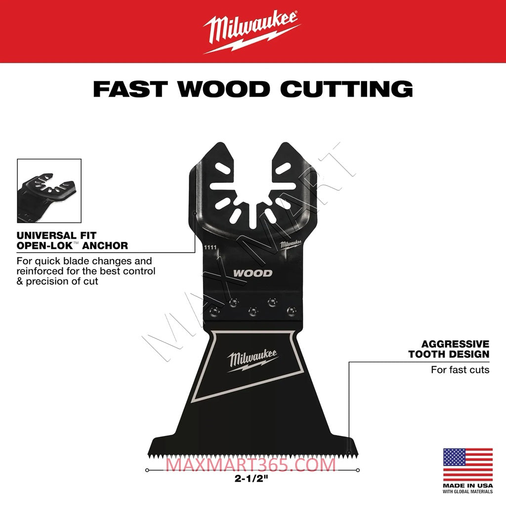 Milwaukee 49-25-1113 High Carbon Steel Universal Fit Wood Cutting Oscillating Multi Tool Blades (3-Pack)