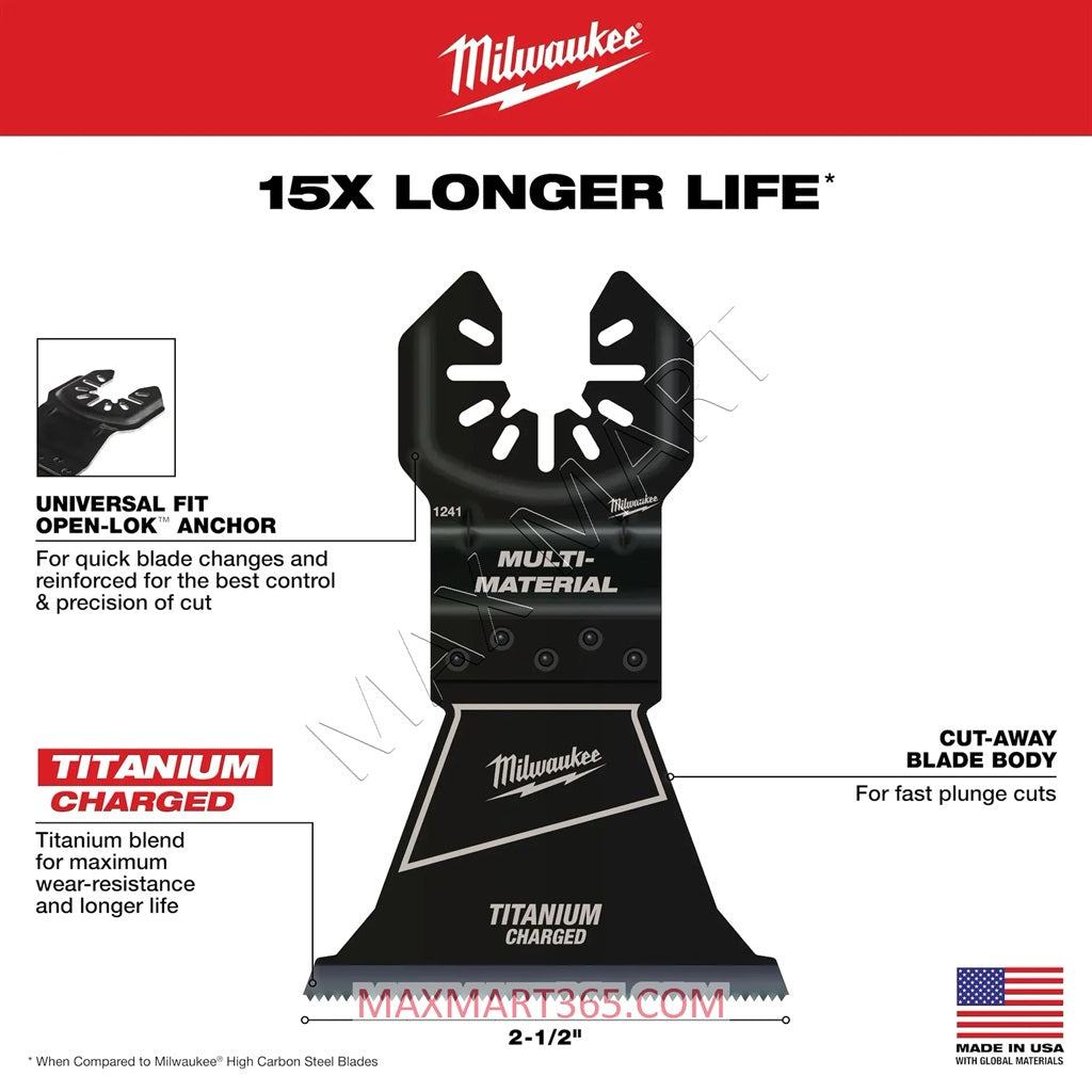 Milwaukee 49-25-1243 Titanium Bi-Metal Universal Fit Wood and Metal Oscillating Multi-Tool Blade (3-Pack)