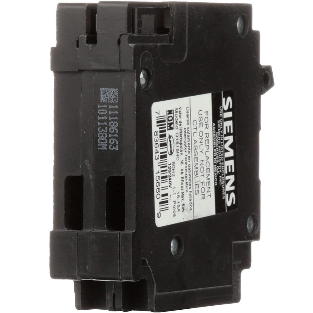 Siemens Q1515NC 15/15 Amp Single Pole Plug-In Tandem Circuit Breaker 120V
