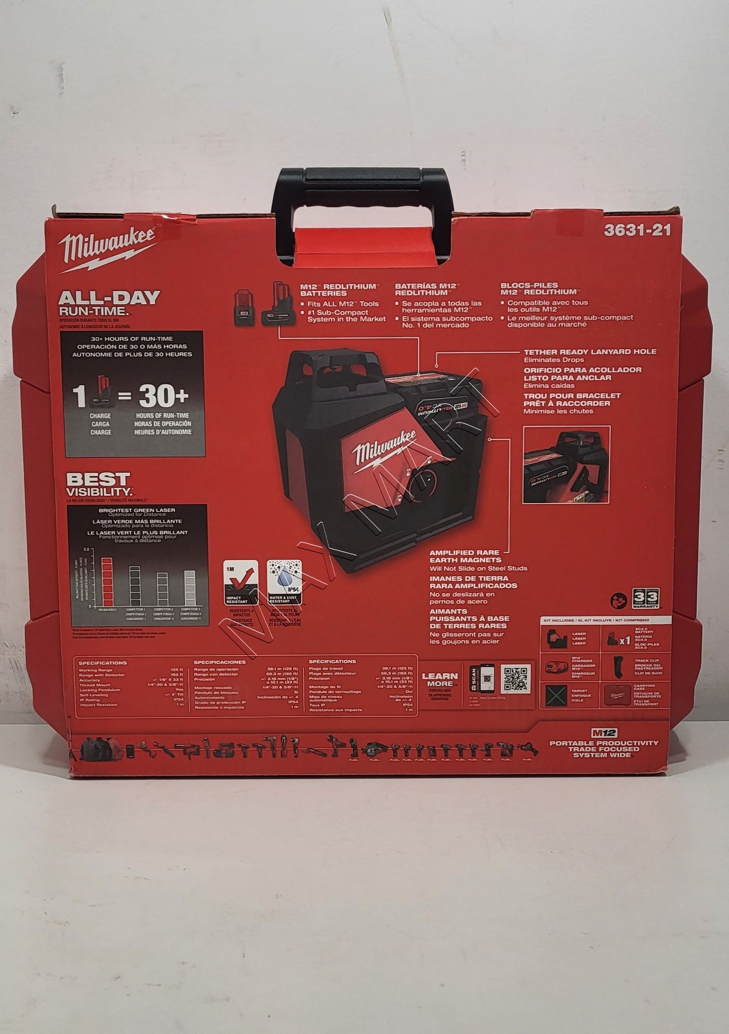 Milwaukee M12 Green 360 Degree Single Plane Laser Kit 3631-21 3631-20 (Tool Only)