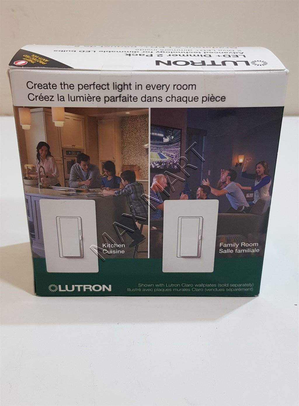 Lutron Diva LED+ 单极或 3 路调光开关，适用于可调光 LED/卤素灯/白炽灯（2 件装）DVCL-153P DVCL-153P-WH-2-C - 白色