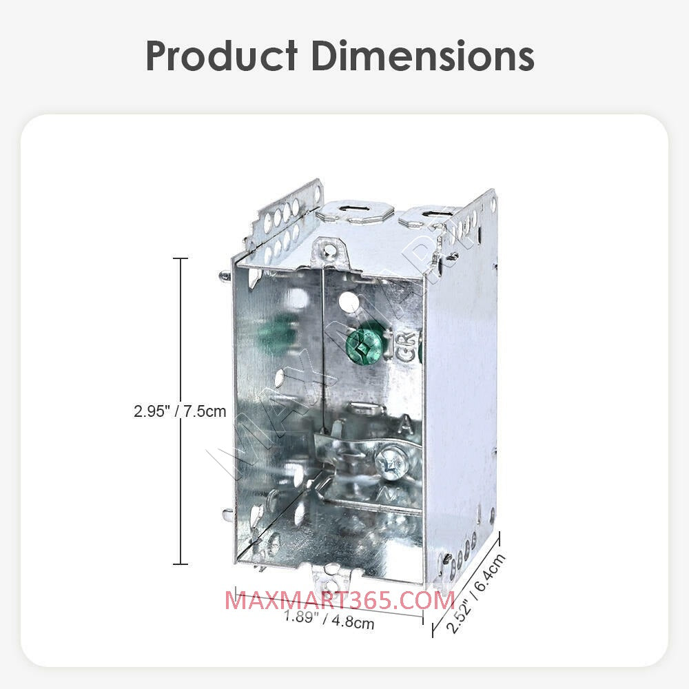 Single-Gang Gangable Steel Electrical Box, 1-Gang Rectangle Metal Device Box for Switch & Receptacle