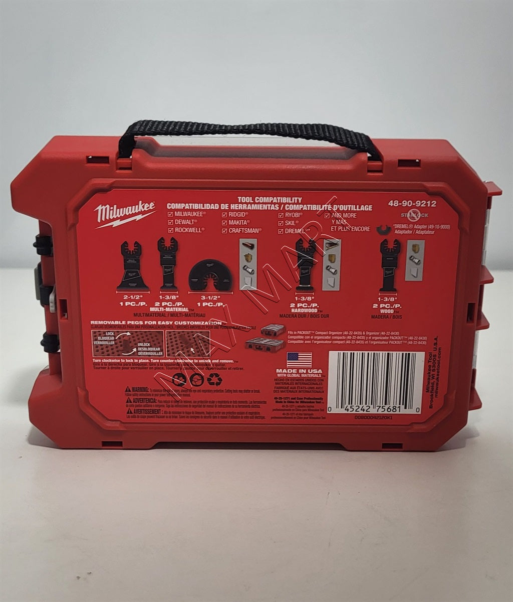 Milwaukee 49-10-9212 Oscillating Multi Tool Bi-Metal, Hardwood, and Wood Blade Kit with Case (8 Pack)