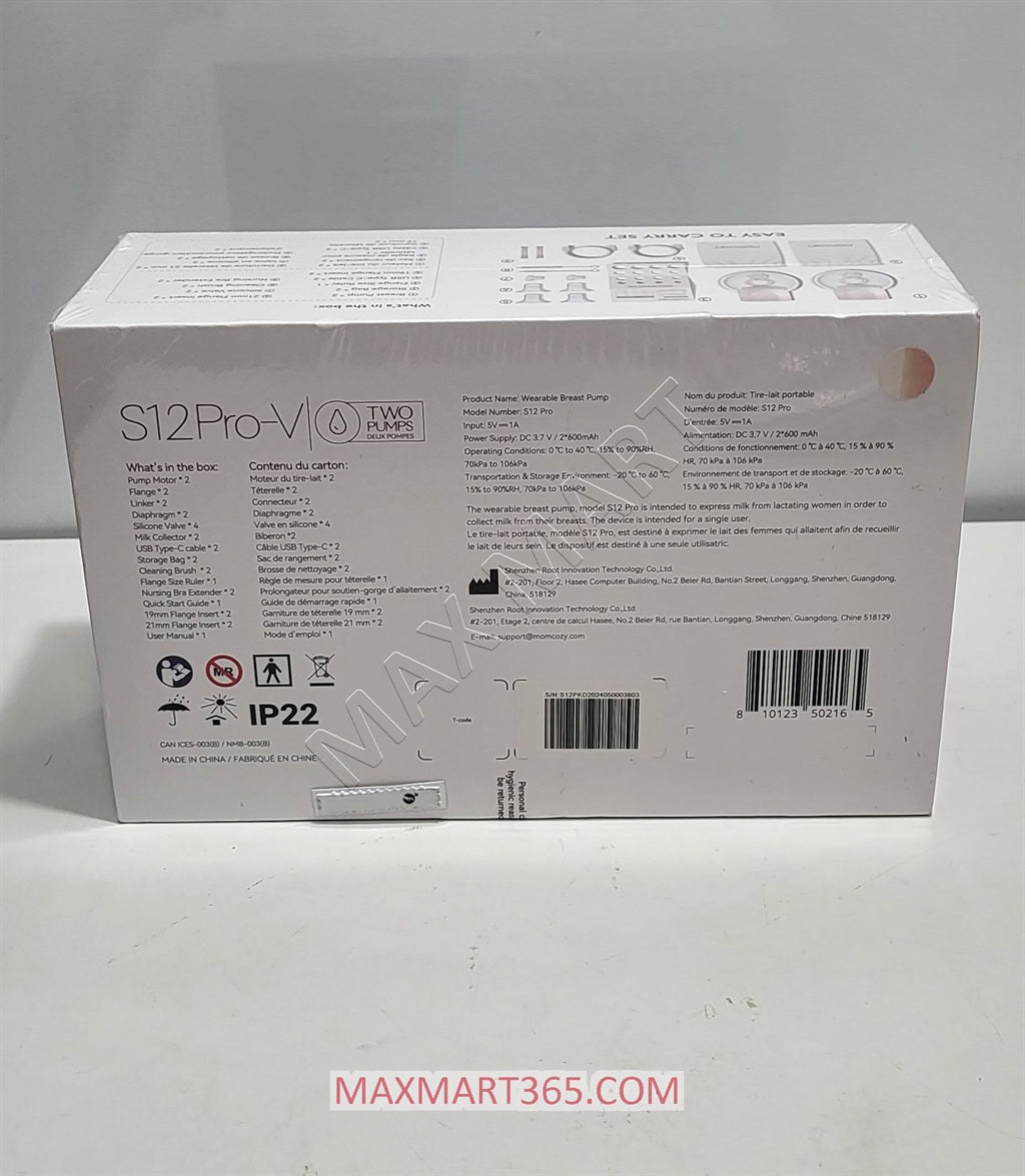 Momcozy S12 Pro-V Pinky Pro Hands Free Breast Pump, Electric Wearable Double Wireless Pump