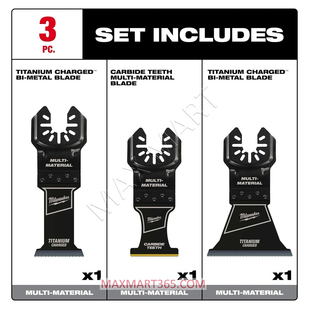 Milwaukee 49-10-9005 OPEN-LOK Multi-Tool Oscillating Multi-Material Cutting Blade Kit (3-Piece)