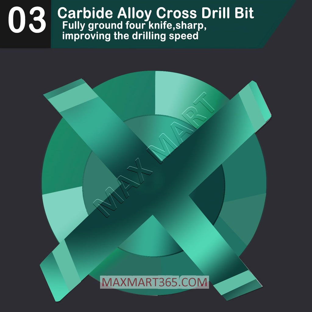 Tungsten Carbide Tipped Masonry/Concrete Drill Bit Set for Ceramic Tile, Porcelain, Brick, Concrete, Glass