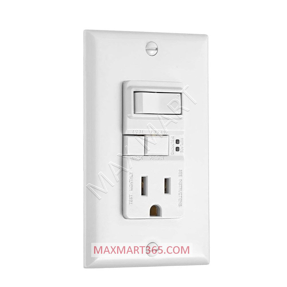 EATON ETN 15Amp GFCI Tamper-Resistant TR Receptacle Outlet Plug w/ Switch TRSGFS15