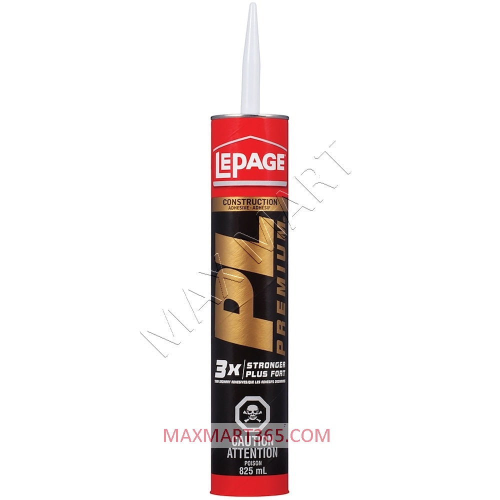 LePage PL Premium Construction Adhesive, Interior/Exterior, Waterproof - 825ml