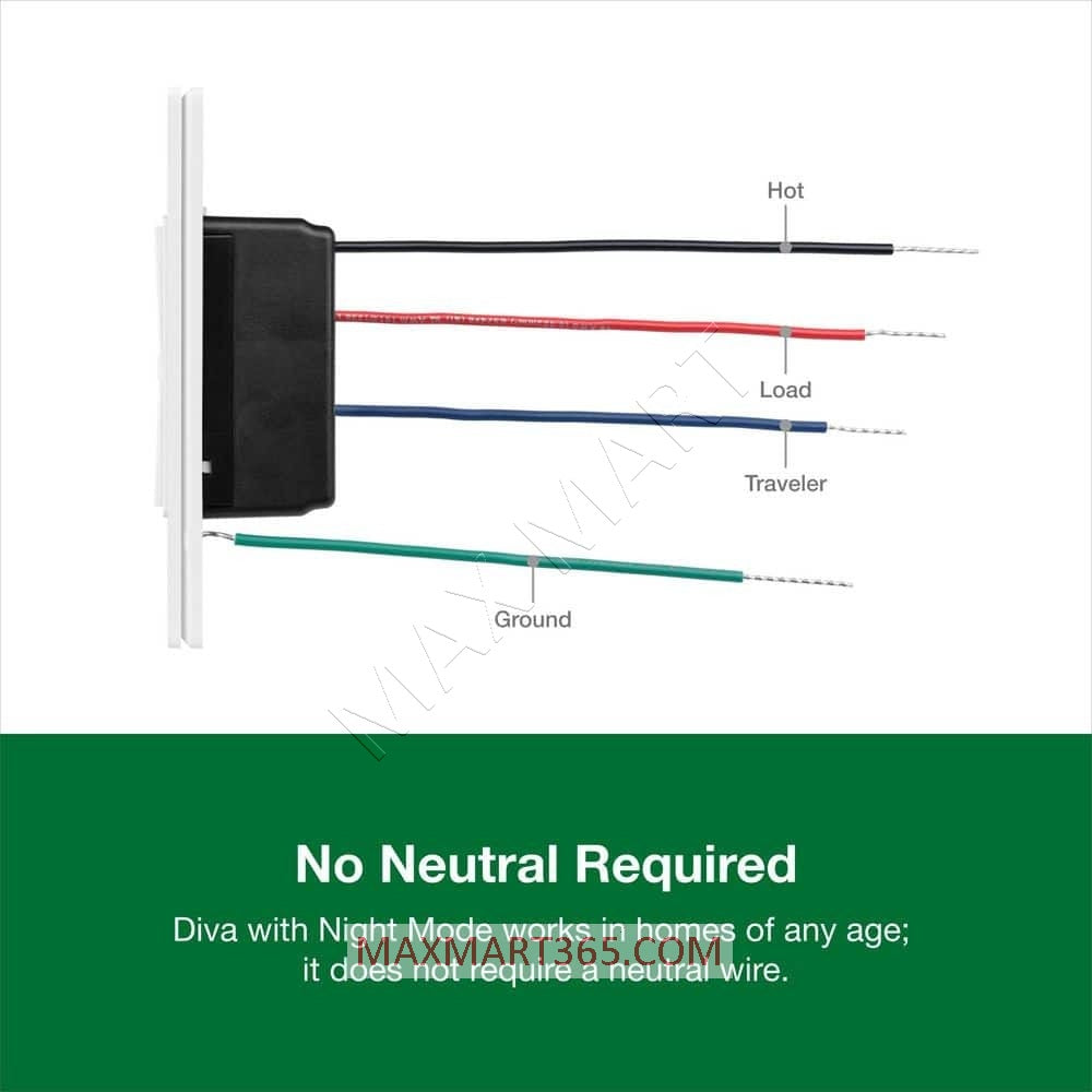 Lutron DIVA LED+ Dimmer Switch w/ Night Mode, Single Pole or 3-Way