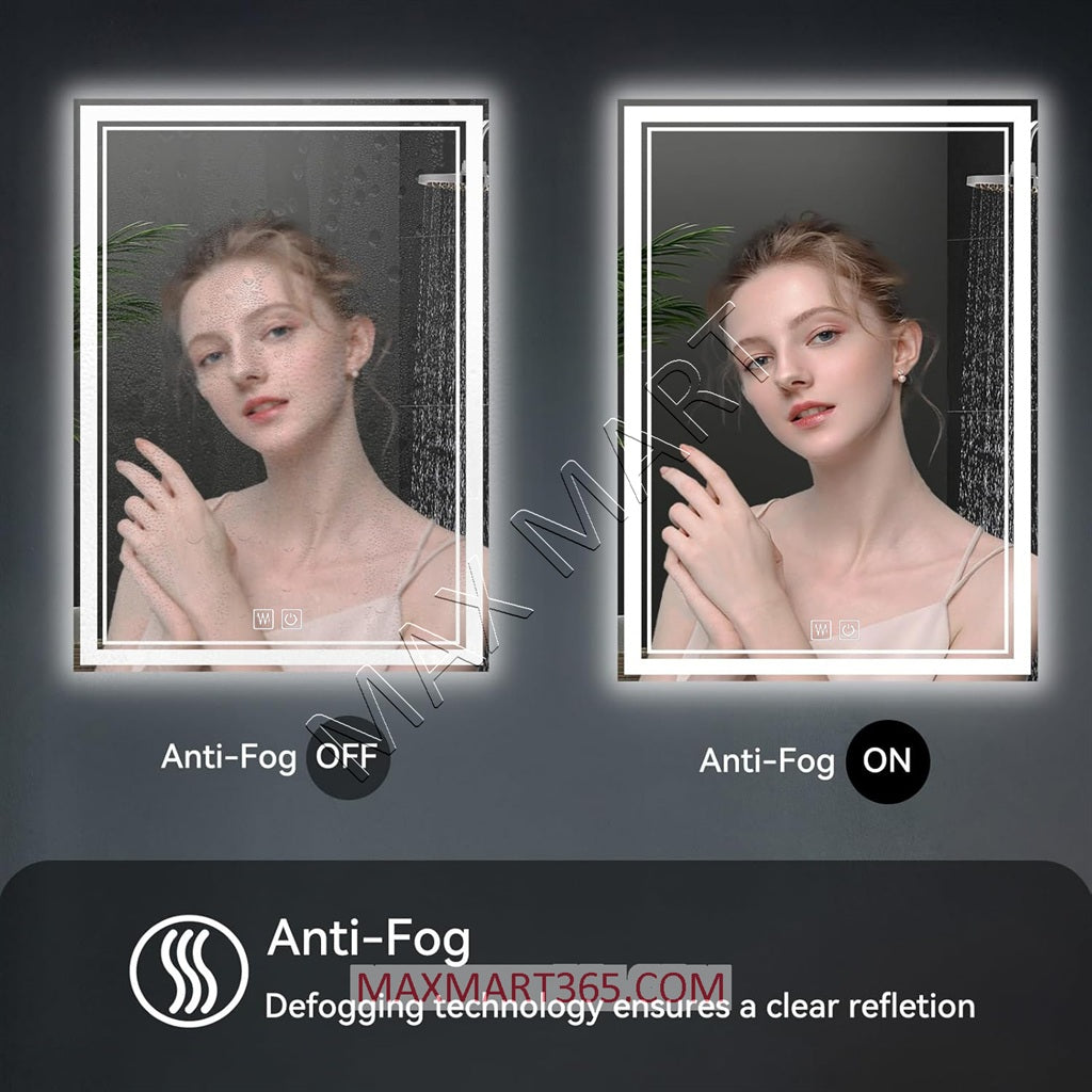 LED Bathroom Vanity Mirror with Anti-Fog, Backlit Lights, and Touch Sensor, Adjustable Warm/Natural/White