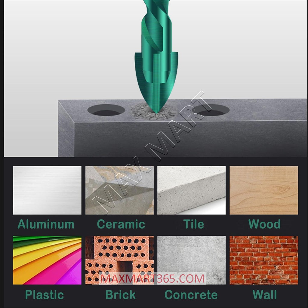 Tungsten Carbide Tipped Masonry/Concrete Drill Bit Set for Ceramic Tile, Porcelain, Brick, Concrete, Glass