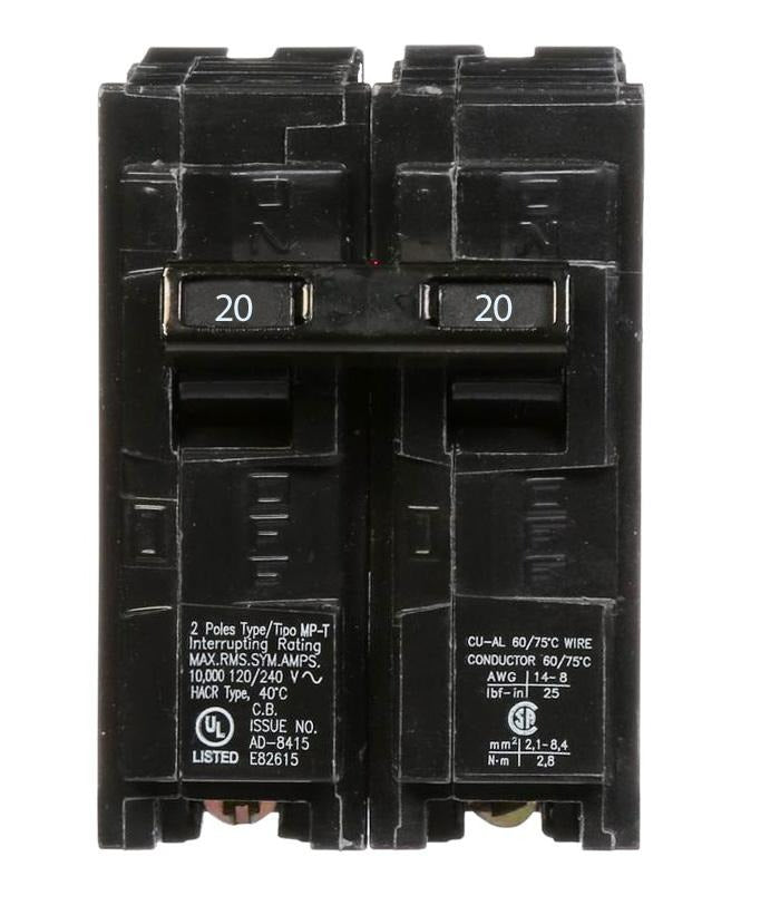 西门子 Q220 20安培双极插入式断路器 240伏
