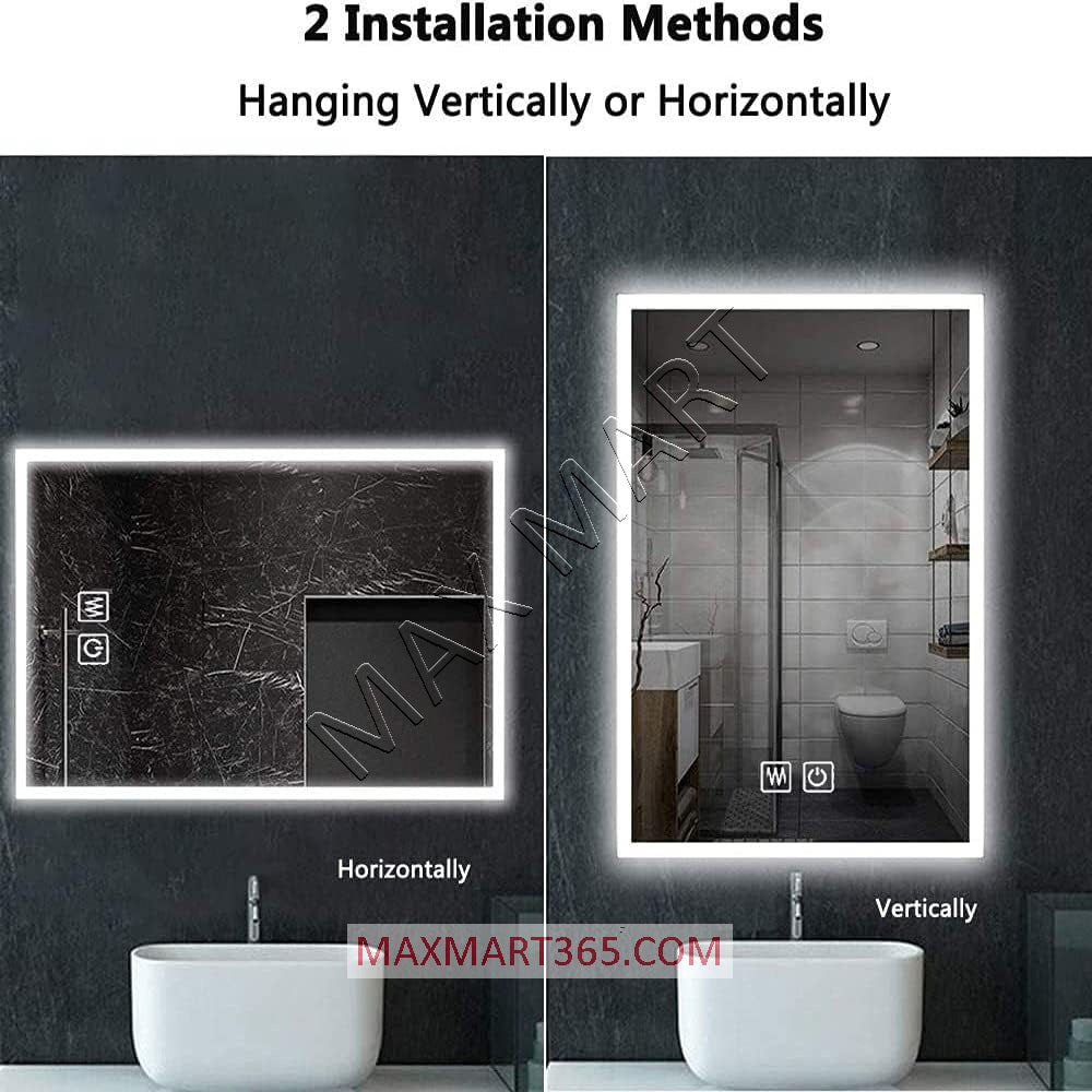 LED Bathroom Vanity Mirror with Anti-Fog, Backlit Lights, and Touch Sensor, Adjustable Warm/Natural/White