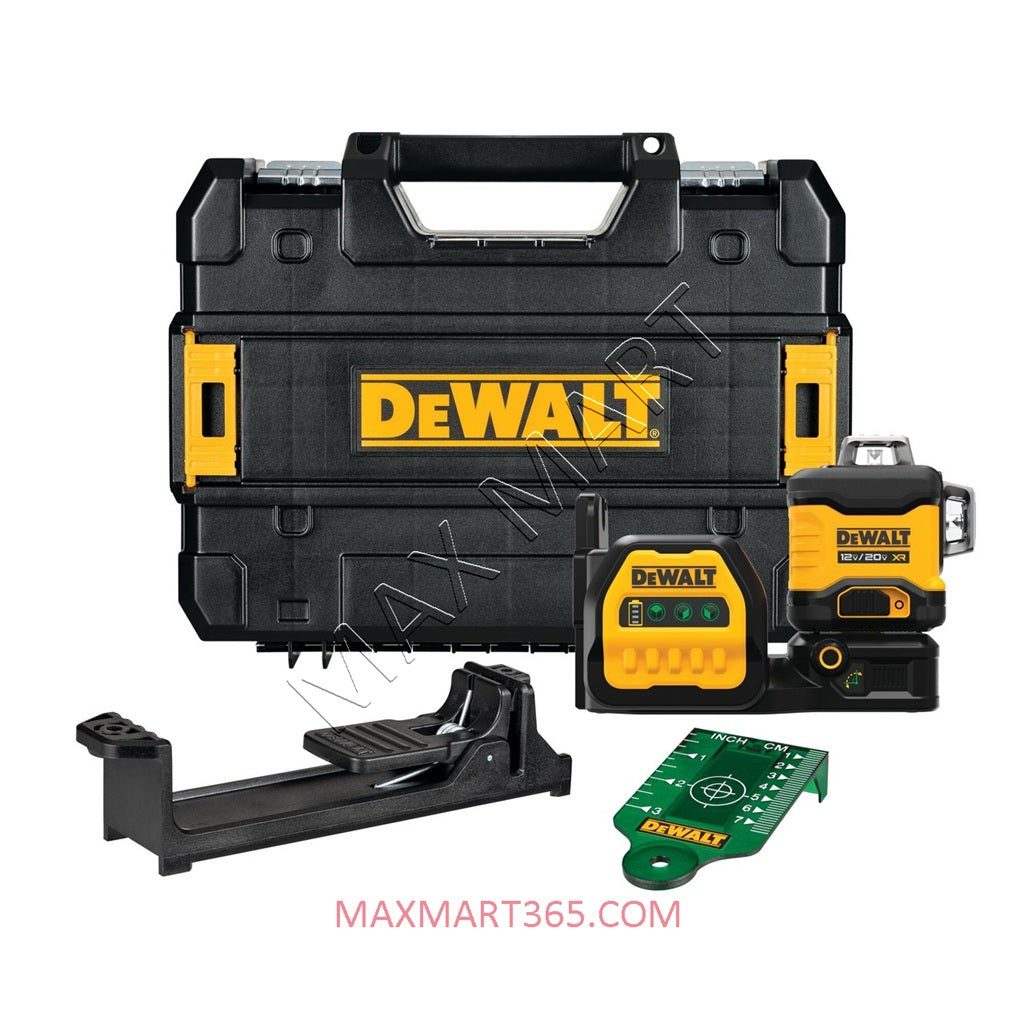 DEWALT 20V MAX 3 X 360 绿色激光指示器（带硬质工具箱）DCLE34030GB（仅工具）