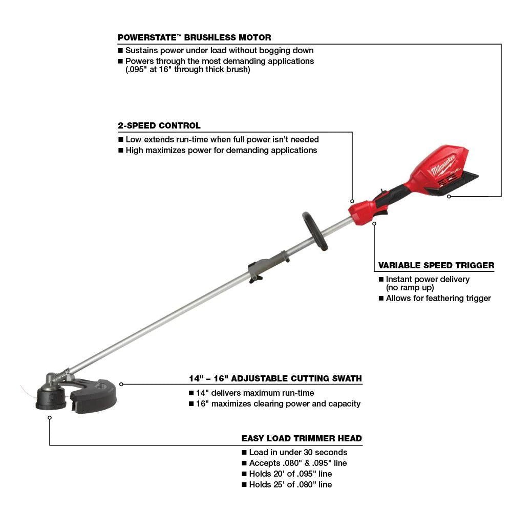 Milwaukee M18 FUEL Cordless Brushless String Trimmer w/ QUIK-LOK 2825-20ST 2825-20 (Tool only)