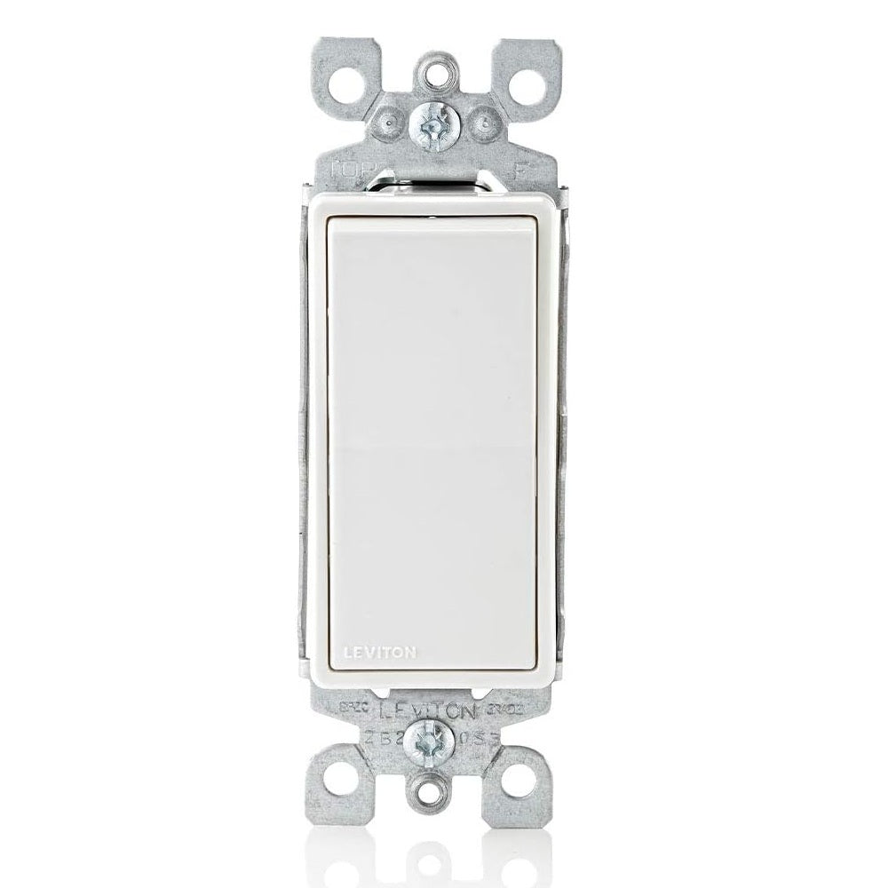 Leviton 15Amp Decora Single Pole Light Switch in White 5601-P2W