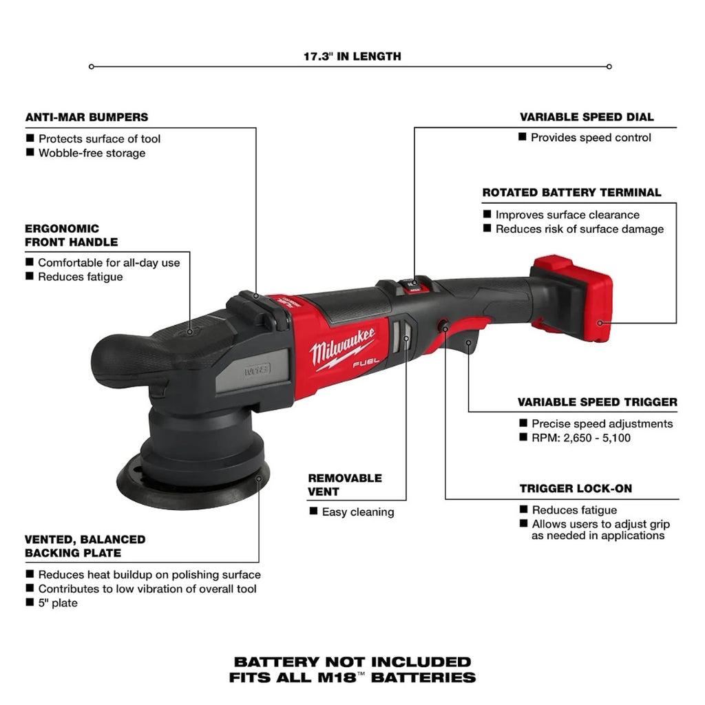 2684-20 M18 FUEL Brushless Cordless 15mm Random Orbital Polisher (Tool-Only)