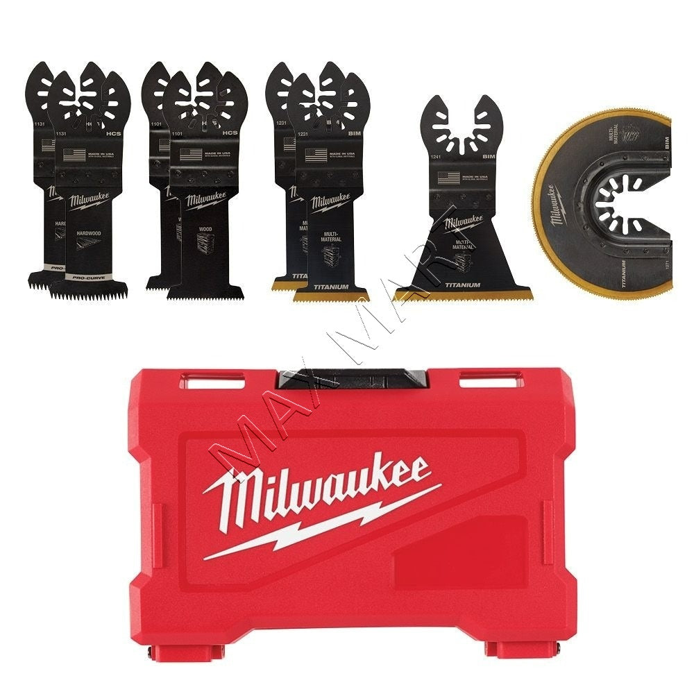 Milwaukee 49-10-9212 Oscillating Multi Tool Bi-Metal, Hardwood, and Wood Blade Kit with Case (8 Pack)