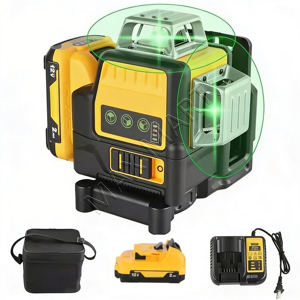 12V 100ft Green 360 Degree 3-Beam Self-Leveling Laser Level Kit for DeWalt Replacement